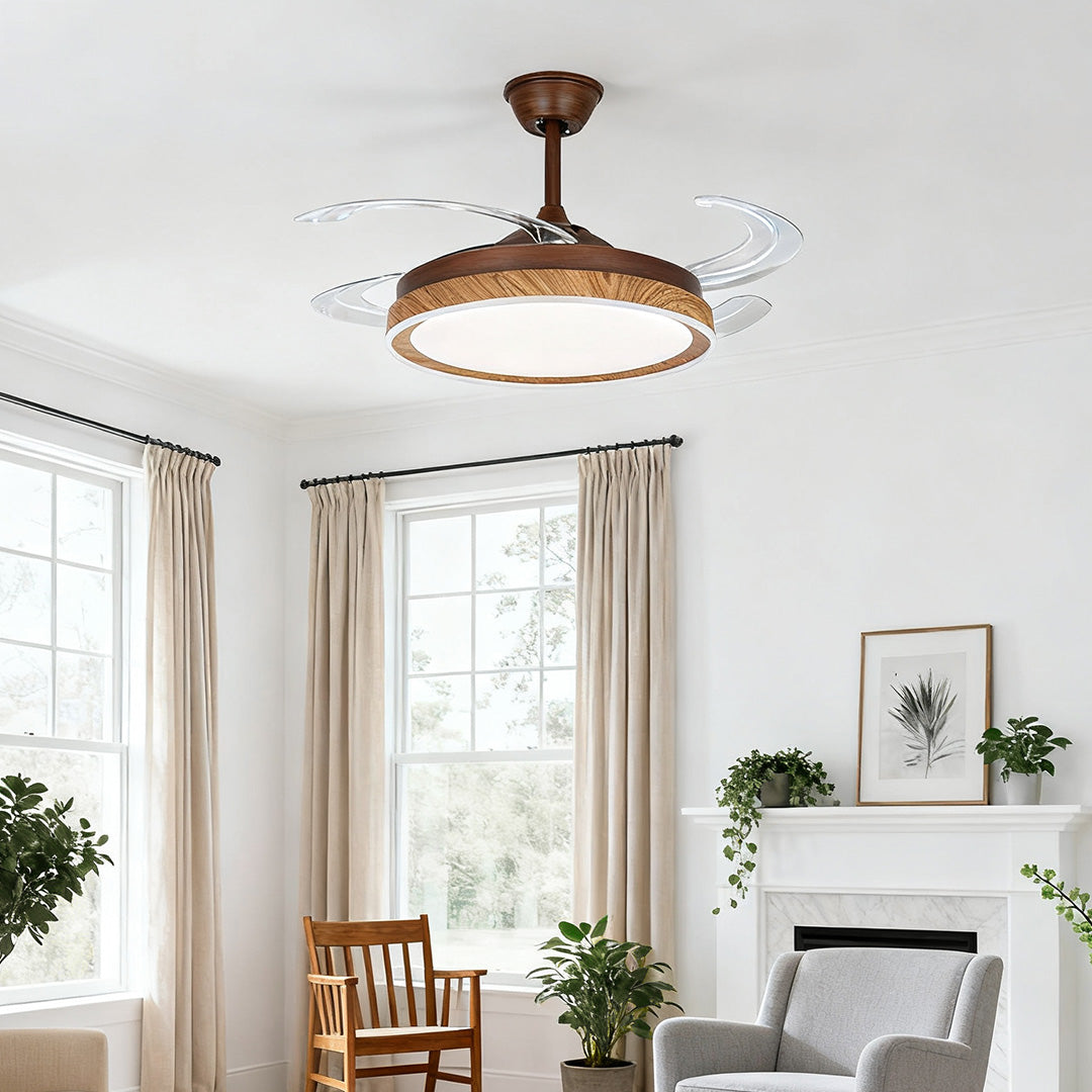 Modern ceiling fan with 4 lights in oil-rubbed bronze finish for a bright living room 