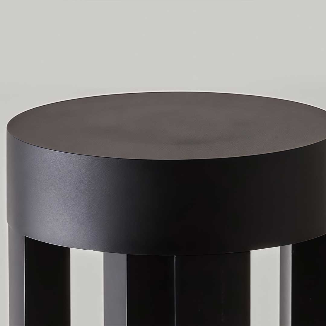 Modern outdoor bollard lights dimensions, top view with installation specifications.