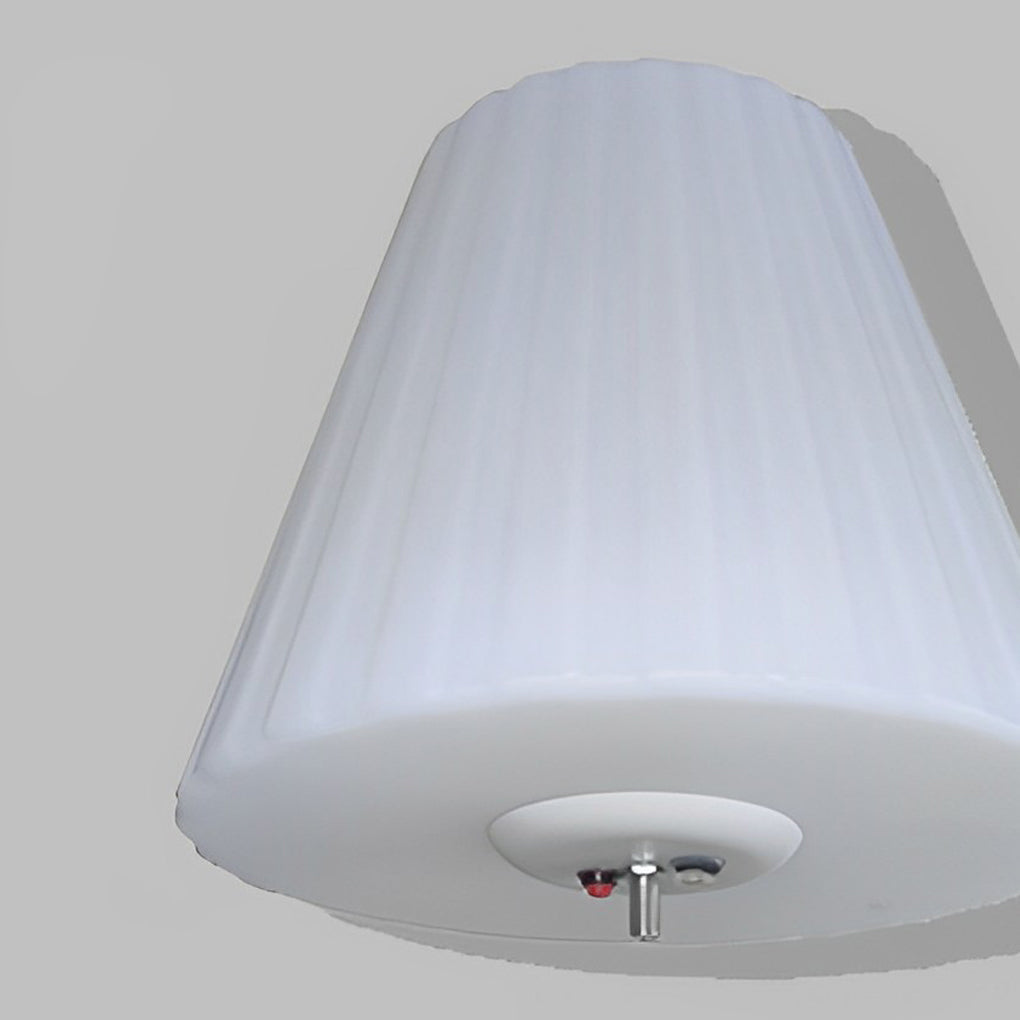 Close-up of a modern outdoor floor lamp shade, showcasing its sleek and minimalist design.