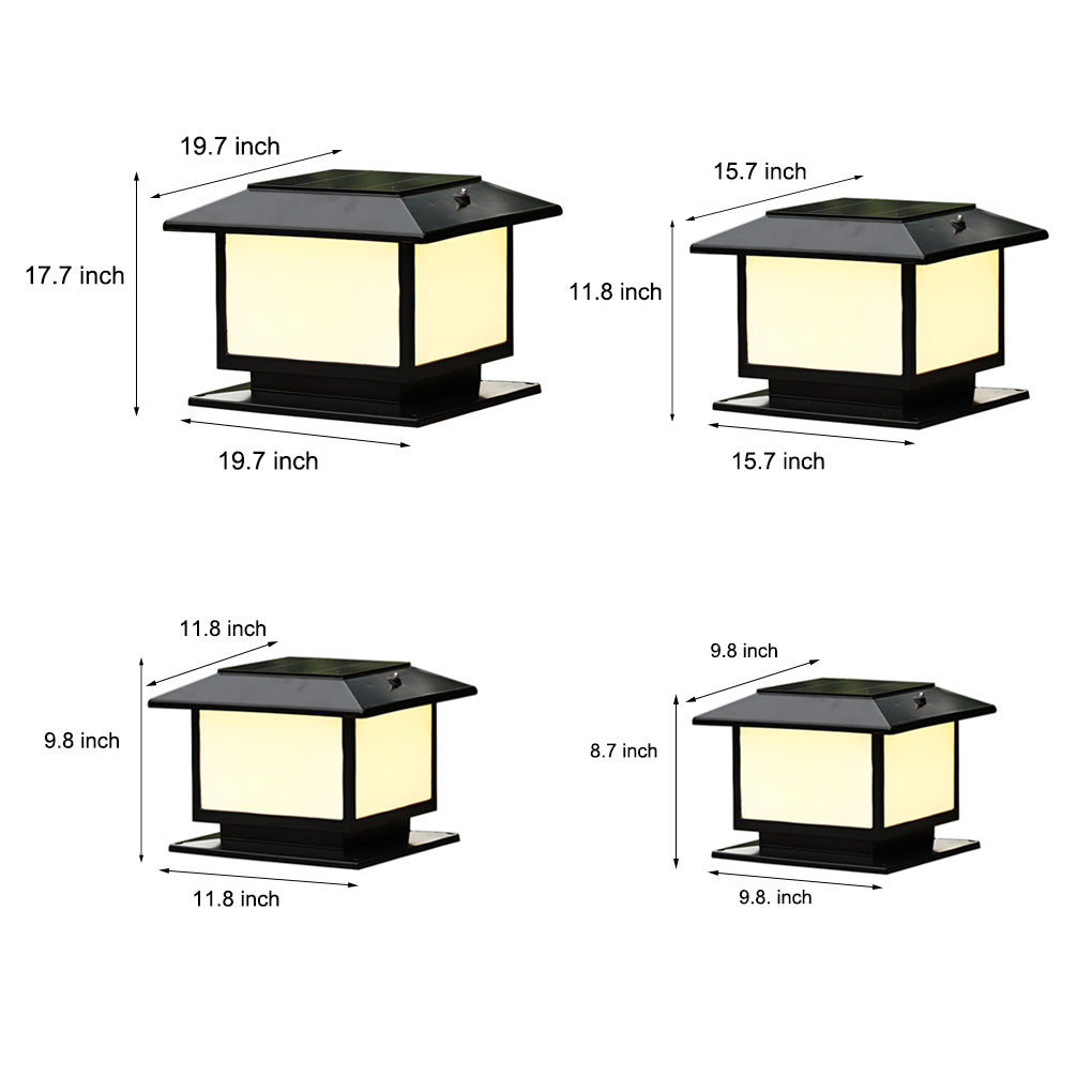 Dimension diagram of a modern outdoor pillar light showing 16.5-inch height and 6.7-inch width for installation reference.