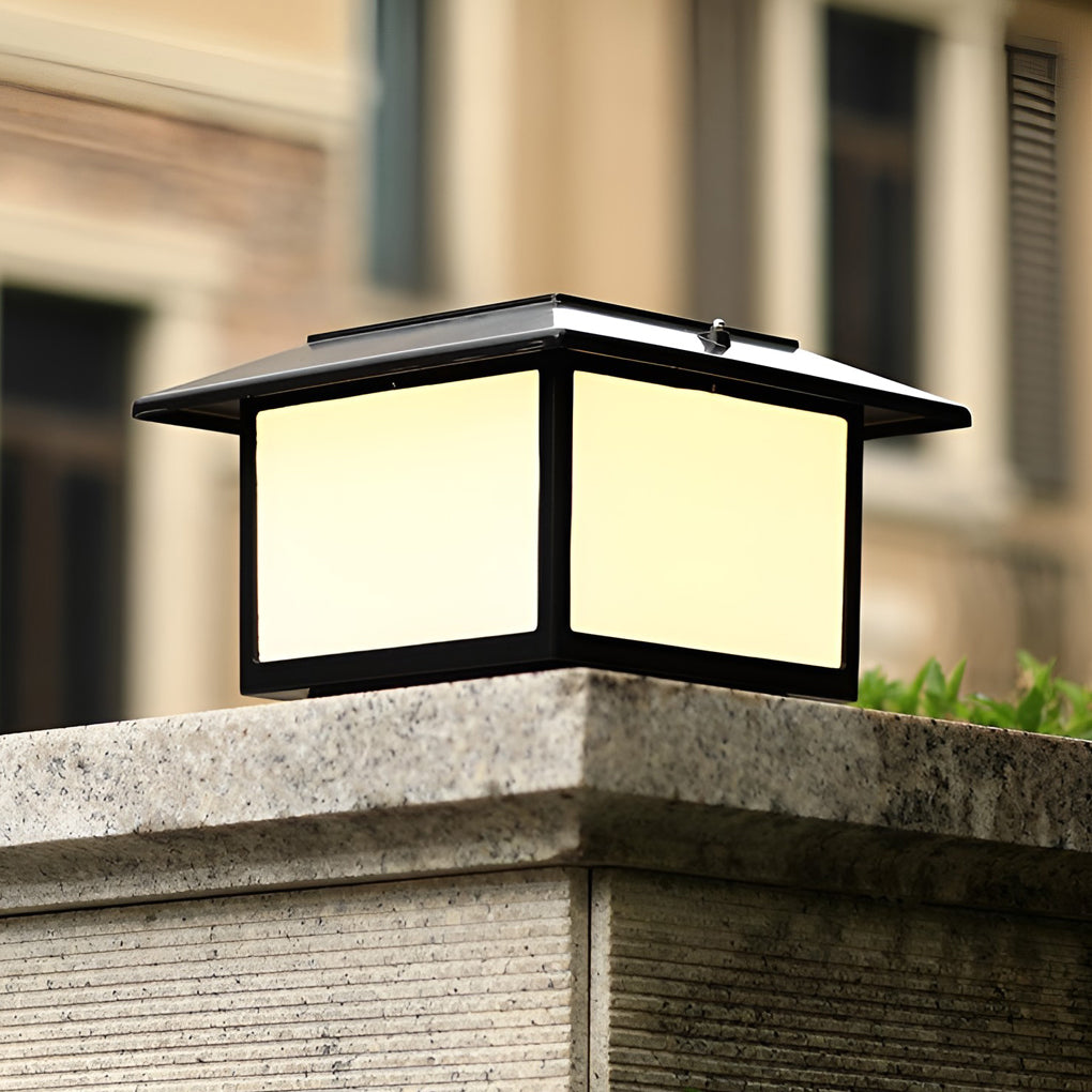 Modern outdoor pillar light with waterproof design, showcasing water droplets on its surface for durability in rainy weather.