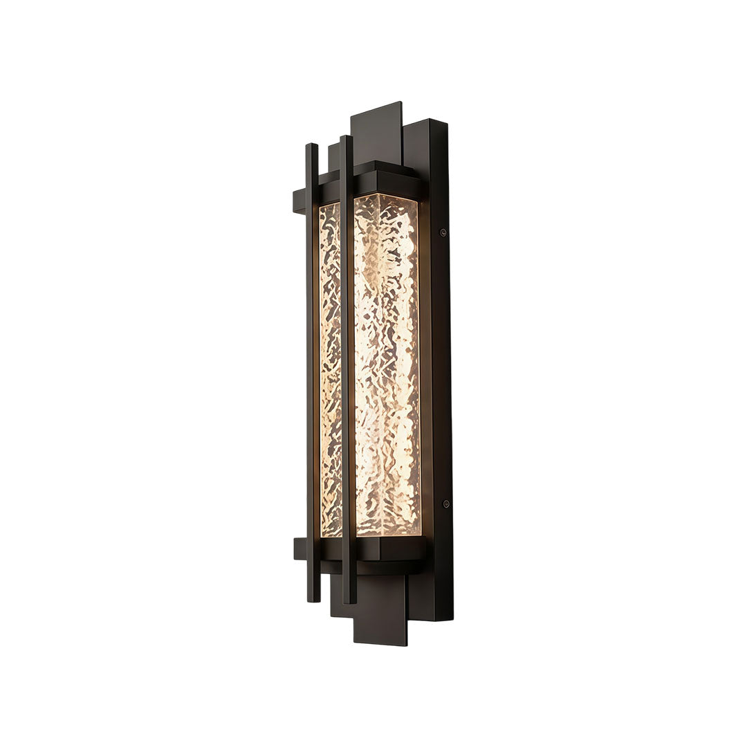 Modern outdoor sconce lighting with a rectangular design, providing ambient lighting.