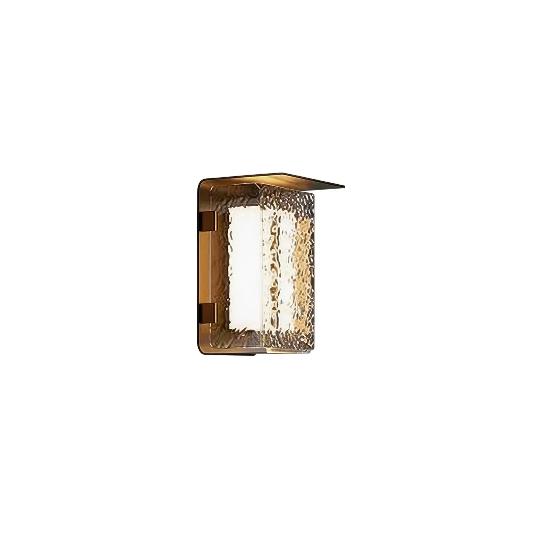 Modern outdoor solar wall lights product image showing a compact rectangular fixture with textured illuminated panels.