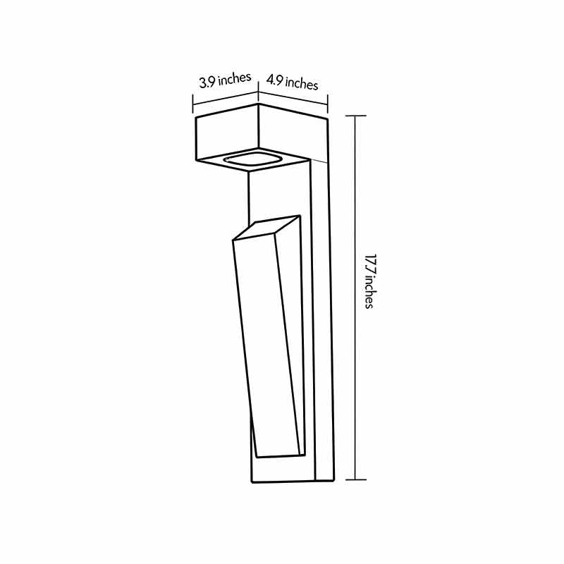 Modern outdoor wall light dimension drawing showing the fixture size and proportions.