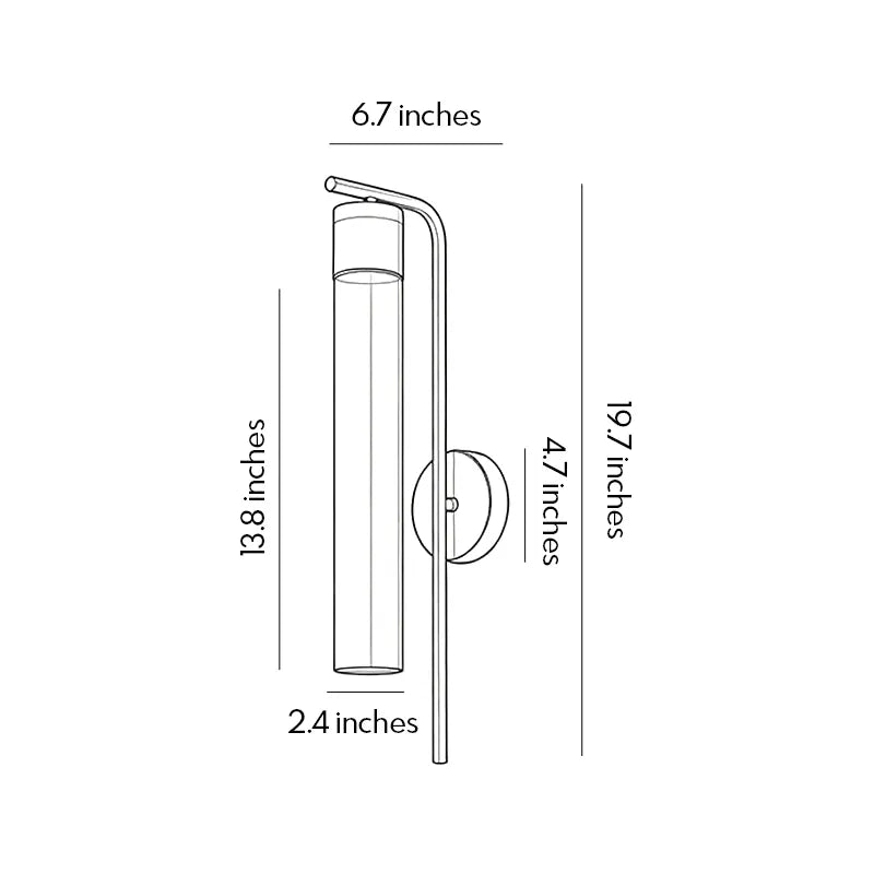 Modern outdoor wall sconce size guide showing height width and mounting dimensions