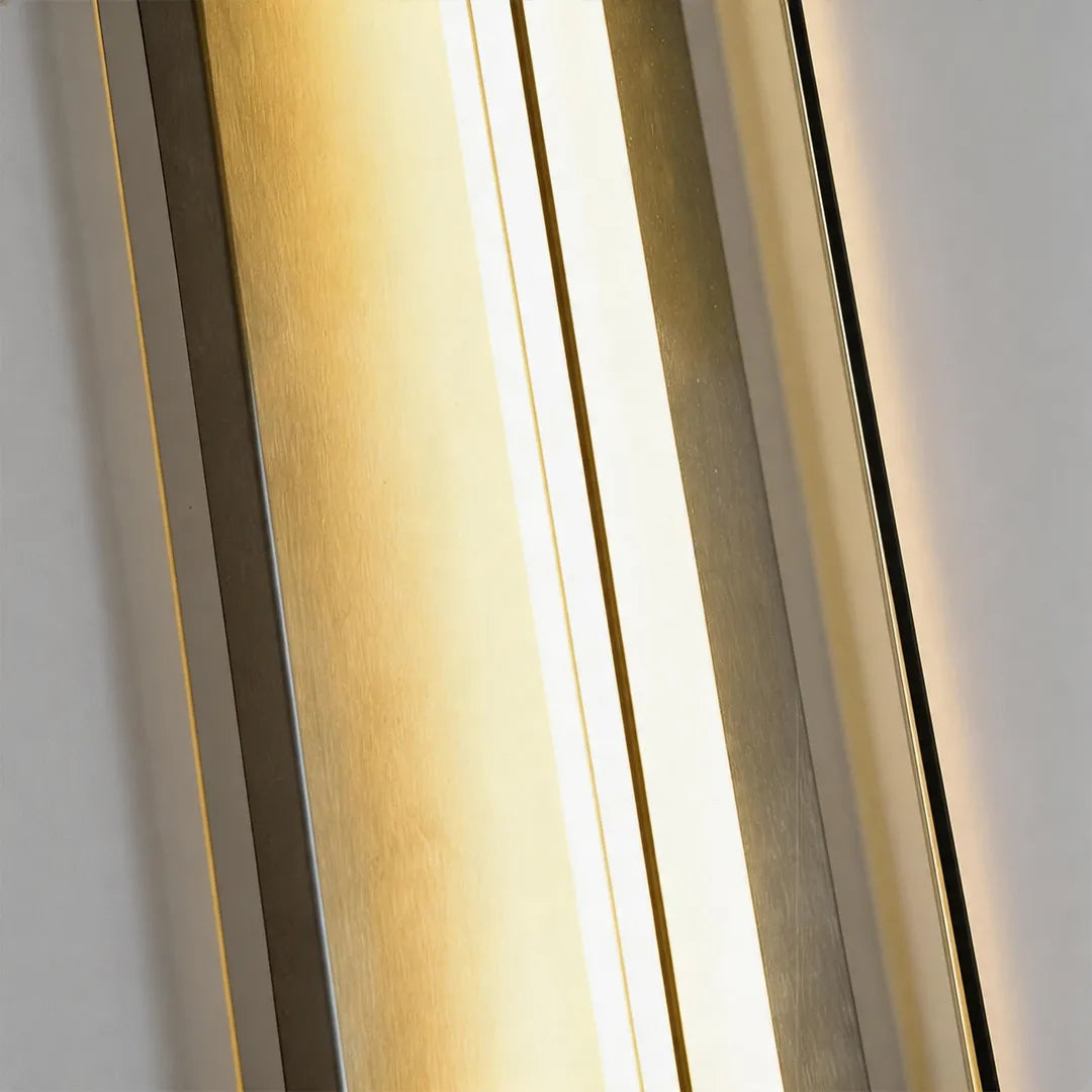 Modern outdoor wall sconce with warm LED tube and brushed silver metal frame