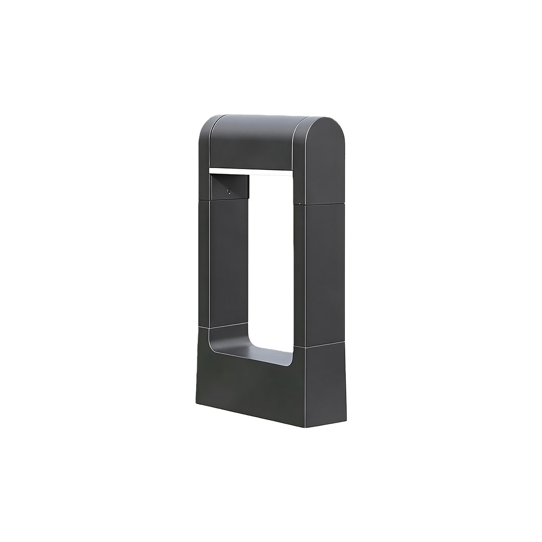Modern pathway bollard light with a sleek black rectangular design, perfect for outdoor illumination.