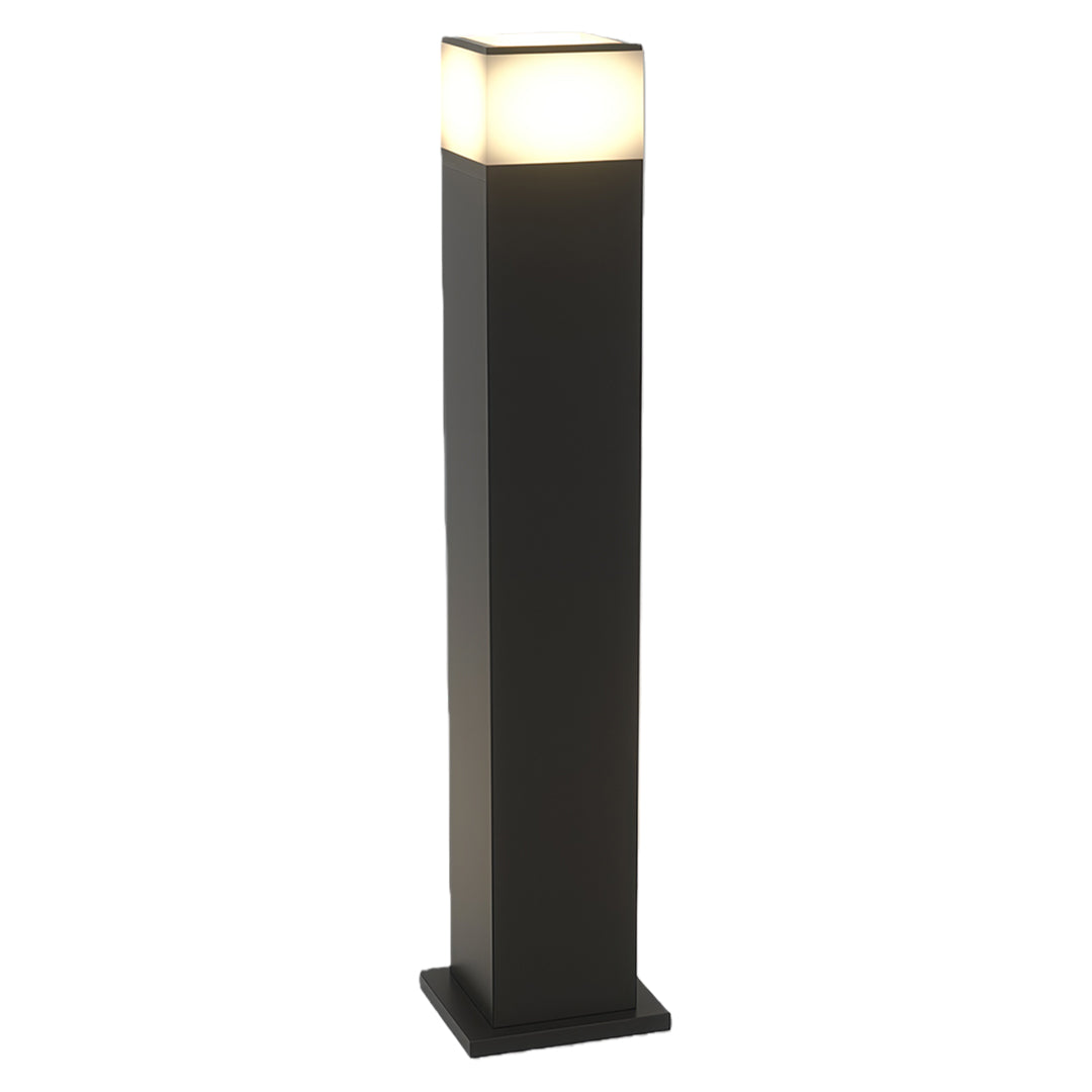 Modern pathway yard light with a tall black square design, ideal for garden and yard lighting.