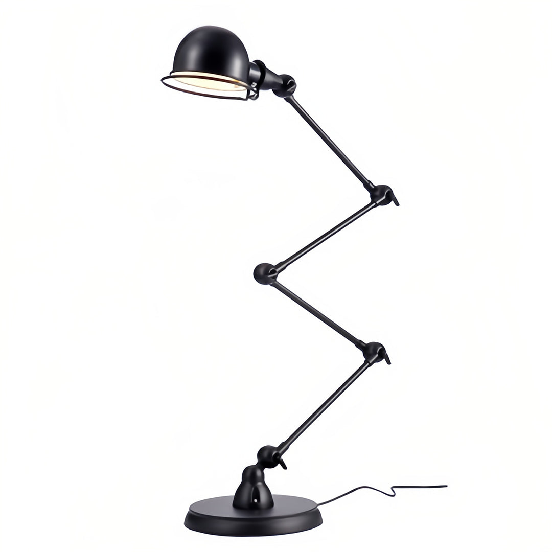 Modern reading floor lamp featuring black adjustable arm design with weighted base for stable task lighting