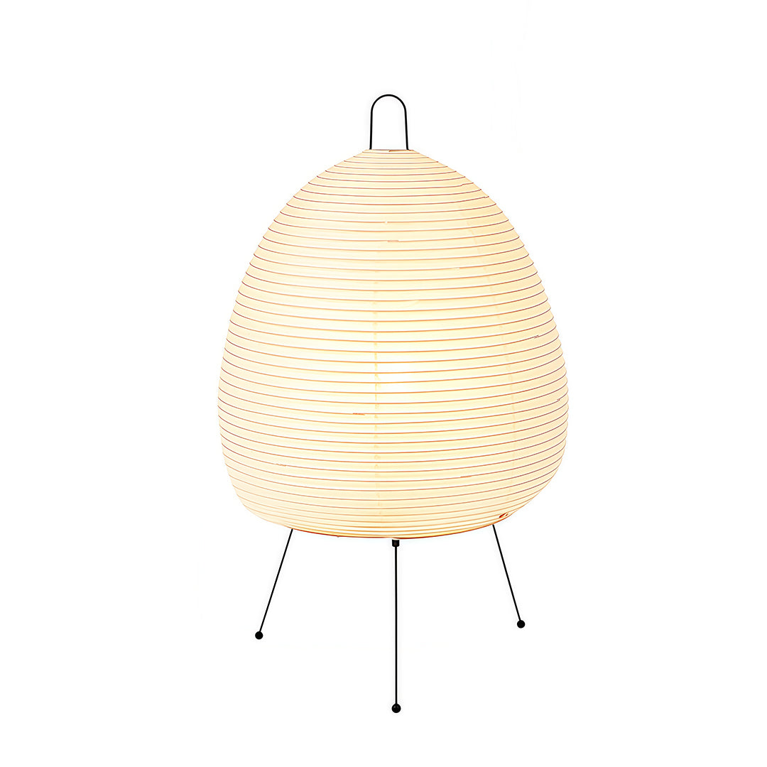 Modern rice paper table lamp with natural finish, elegant and minimalist indoor lighting fixture