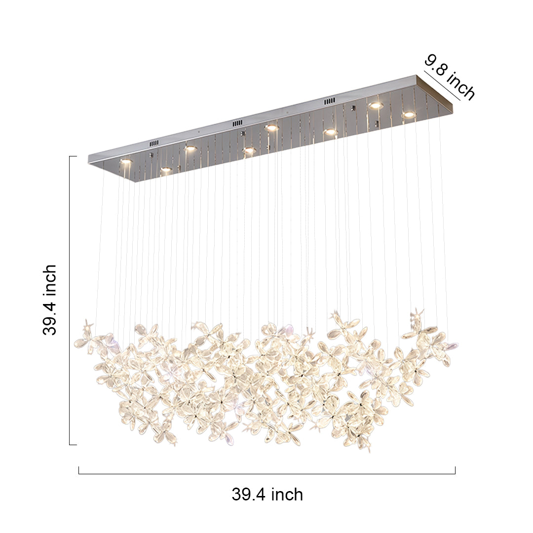 Modern rock crystal chandelier with linear design and sparkling crystal elements for luxury lighting