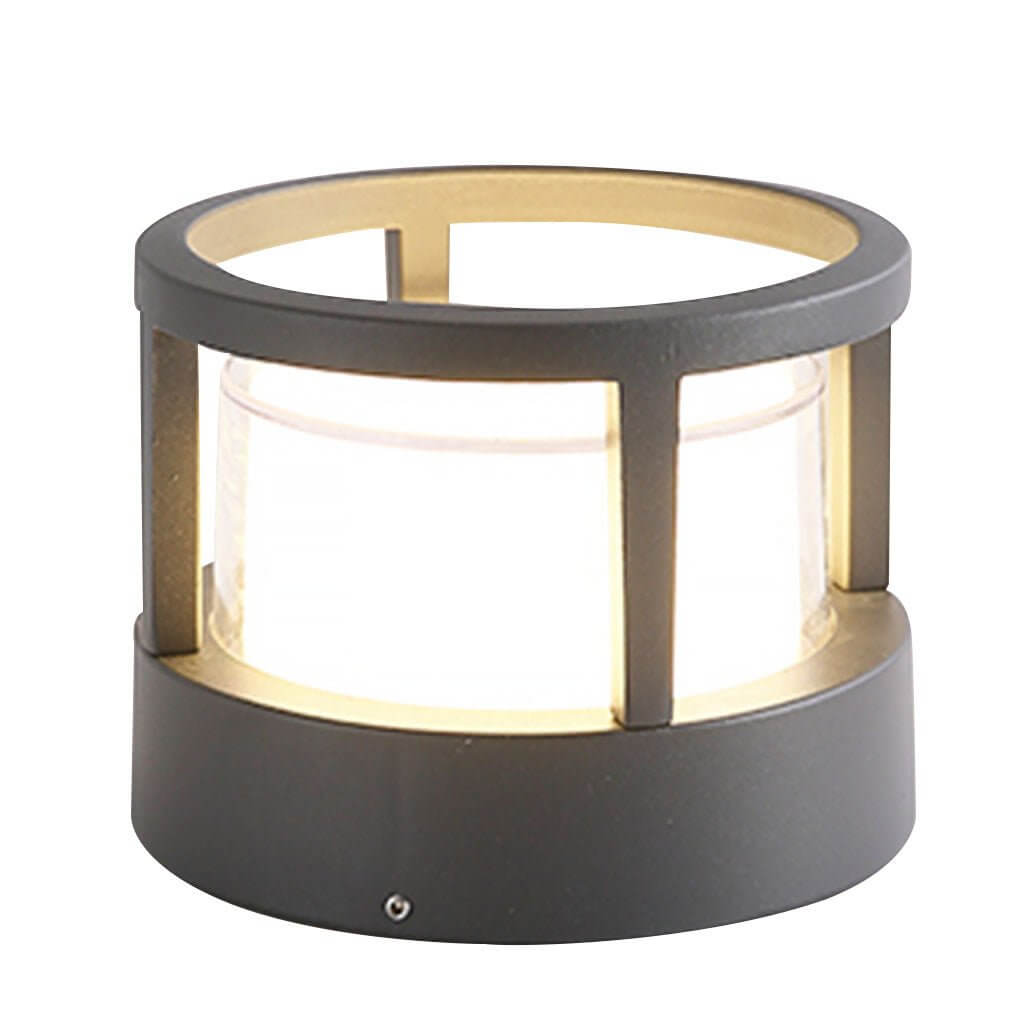 Stylish modern round outdoor post light offers reliable LED lighting for contemporary outdoor living spaces.