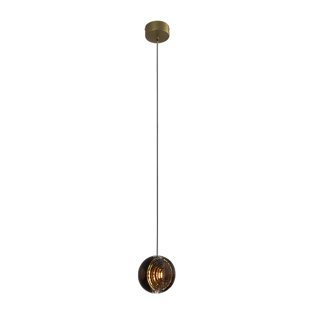 Modern small black pendant light with textured glass shade creating elegant ambient illumination