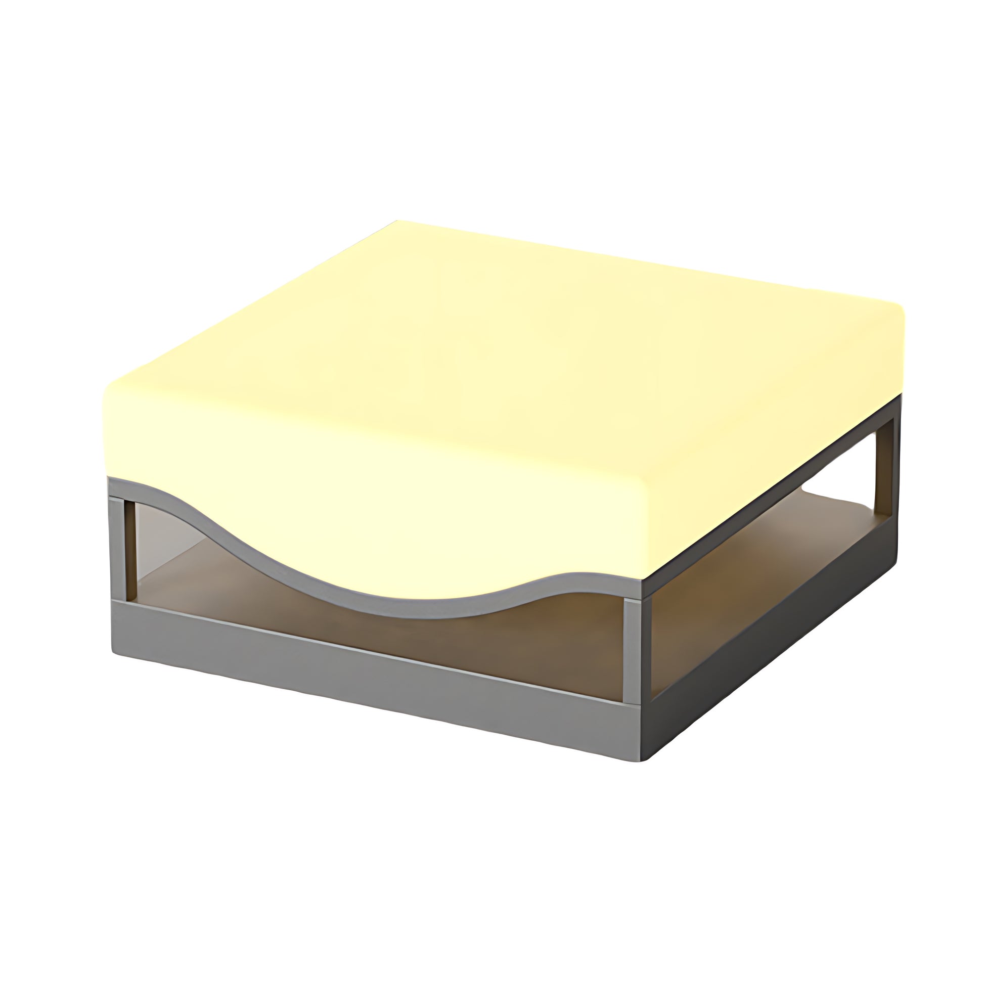 Modern solar light positioned on landscape feature with integrated LED technology