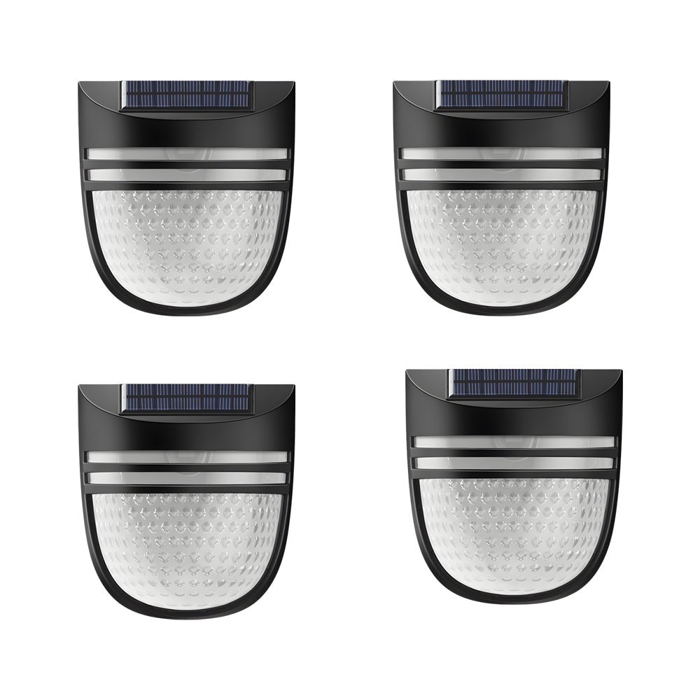 Modern Solar - Powered Black Wall Fence Lights, 4 - Pack