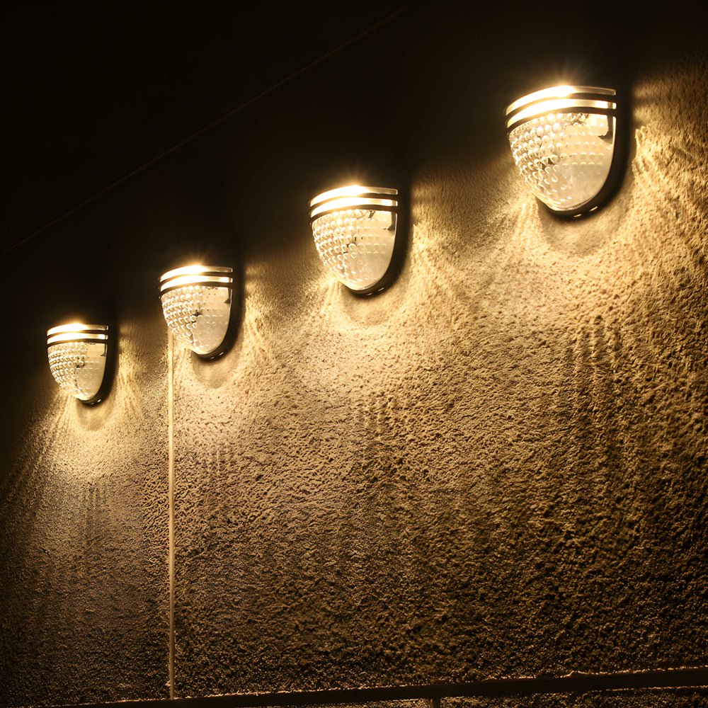 Modern Solar - Powered Black Wall Fence Lights, 4 - Pack