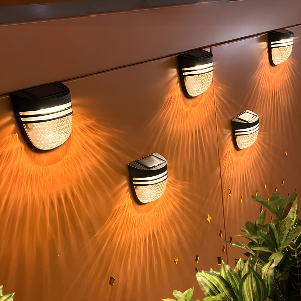 Modern Solar - Powered Black Wall Fence Lights, 4 - Pack