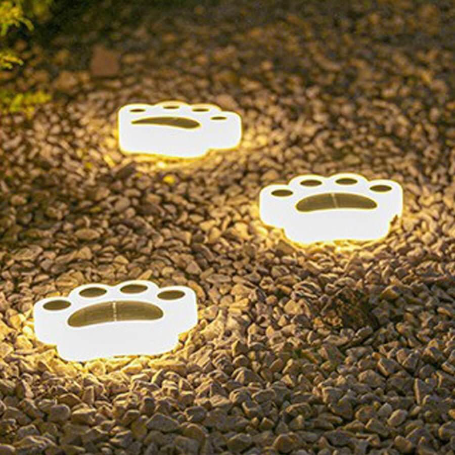 Modern Solar - Powered LED Animal Paw Lights Step Stairs Lighting