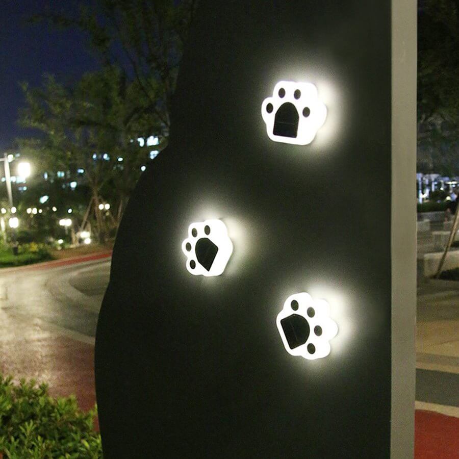 Modern Solar - Powered LED Animal Paw Lights Step Stairs Lighting