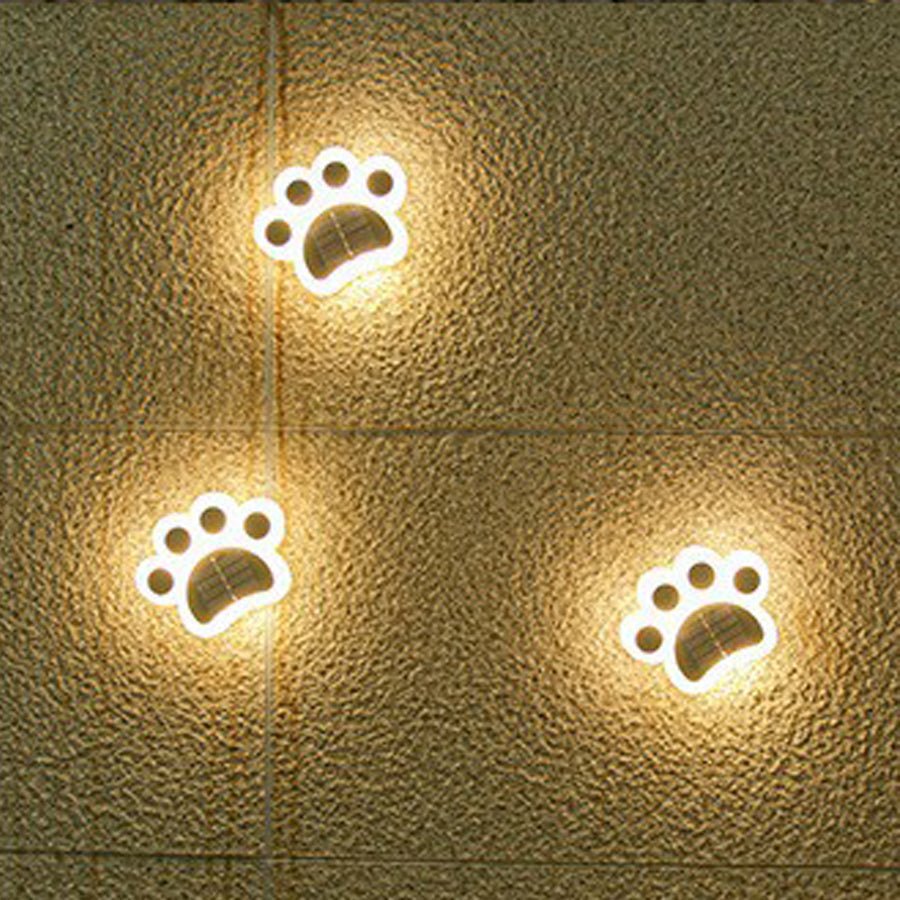 Modern Solar - Powered LED Animal Paw Lights Step Stairs Lighting