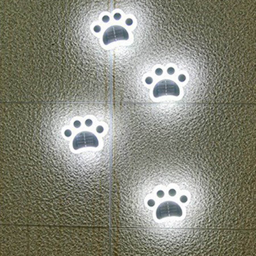 Modern Solar - Powered LED Animal Paw Lights Step Stairs Lighting