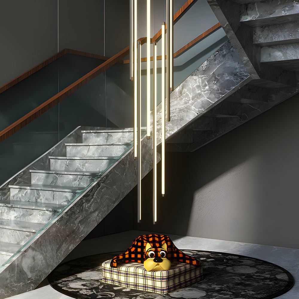 Modern Spiral Multi - Strip Chandelier for Staircases