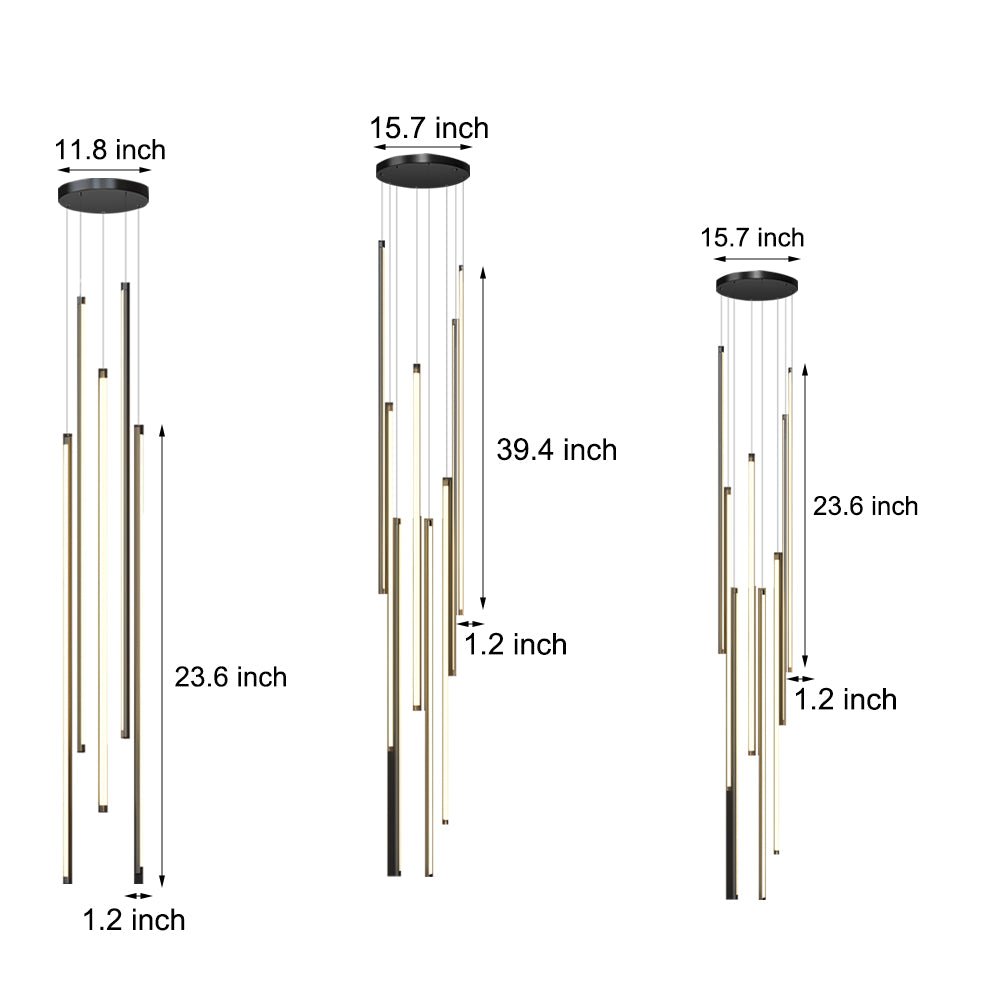 Modern Spiral Multi - Strip Chandelier for Staircases