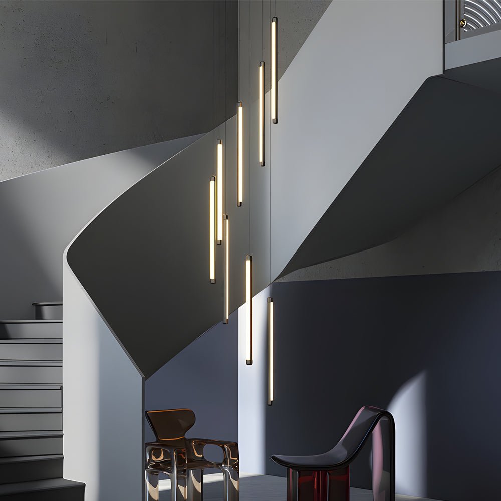 Modern Spiral Multi - Strip Chandelier for Staircases