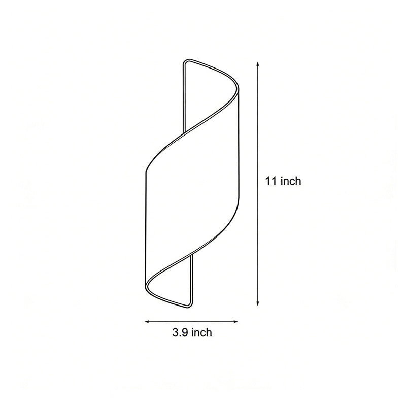 Line drawing of modern spiral wall light dimensions, providing installation specifications.