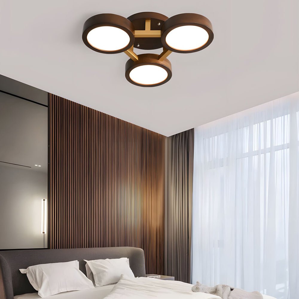 Modern Sputnik 3/4/5 - Light Walnut Circles Flush Mount LED Ceiling Light