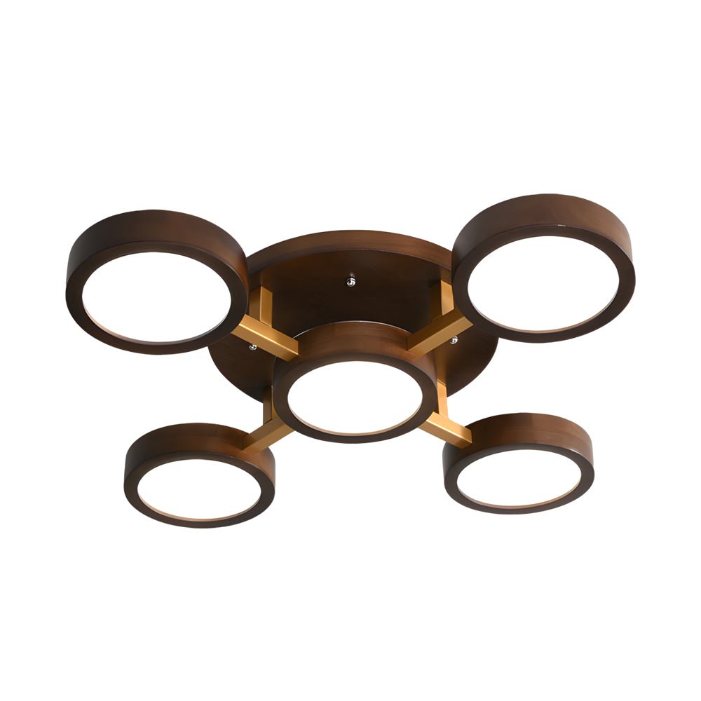 Modern Sputnik 3/4/5 - Light Walnut Circles Flush Mount LED Ceiling Light