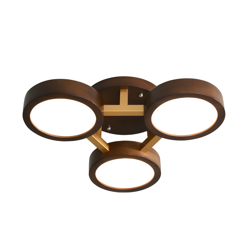 Modern Sputnik 3/4/5 - Light Walnut Circles Flush Mount LED Ceiling Light
