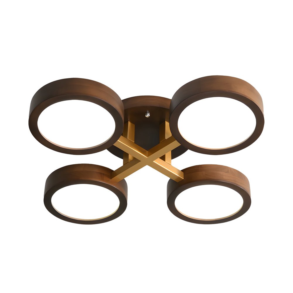 Modern Sputnik 3/4/5 - Light Walnut Circles Flush Mount LED Ceiling Light