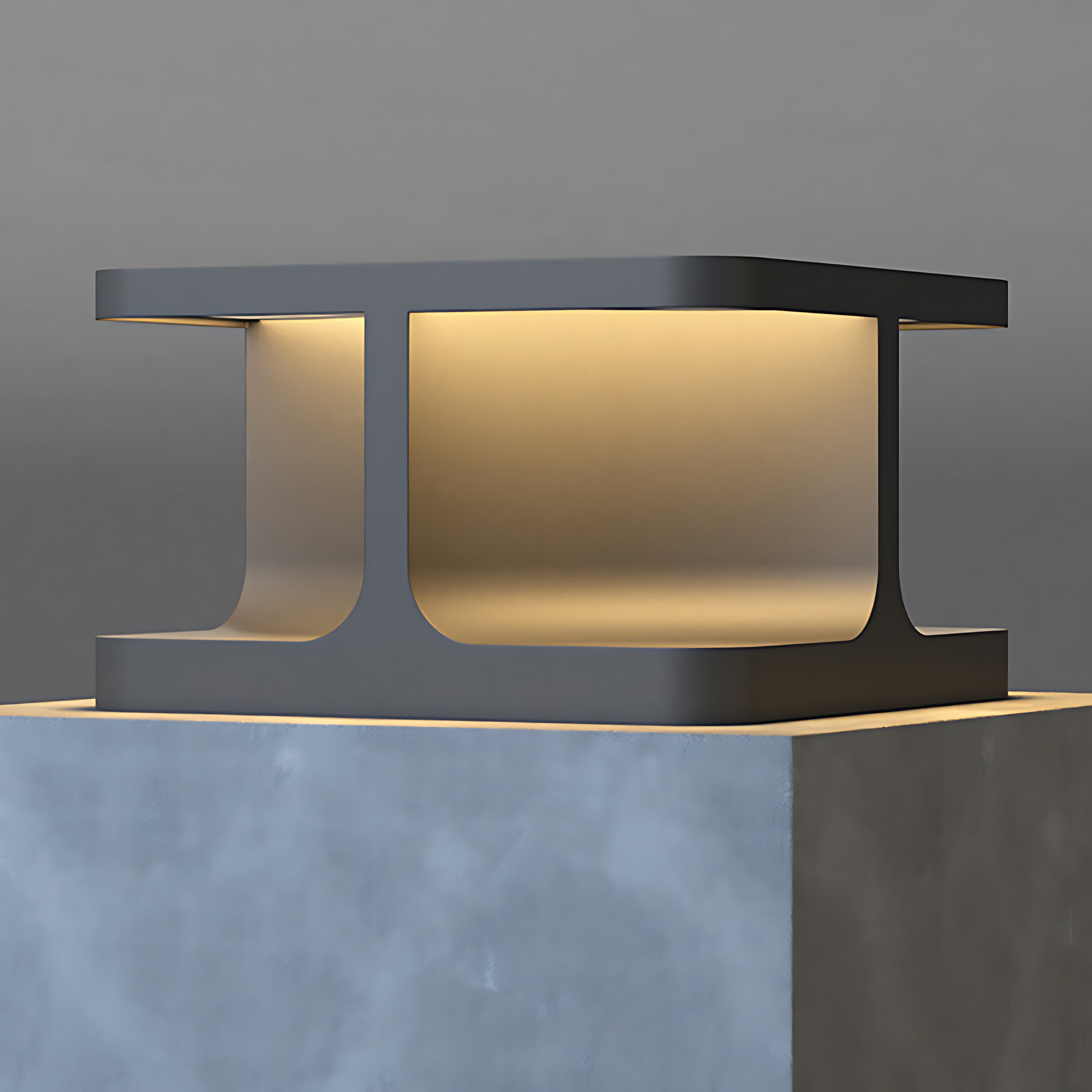 Modern square concrete pillar rechargeable table lamp with integrated LED lighting and minimalist design