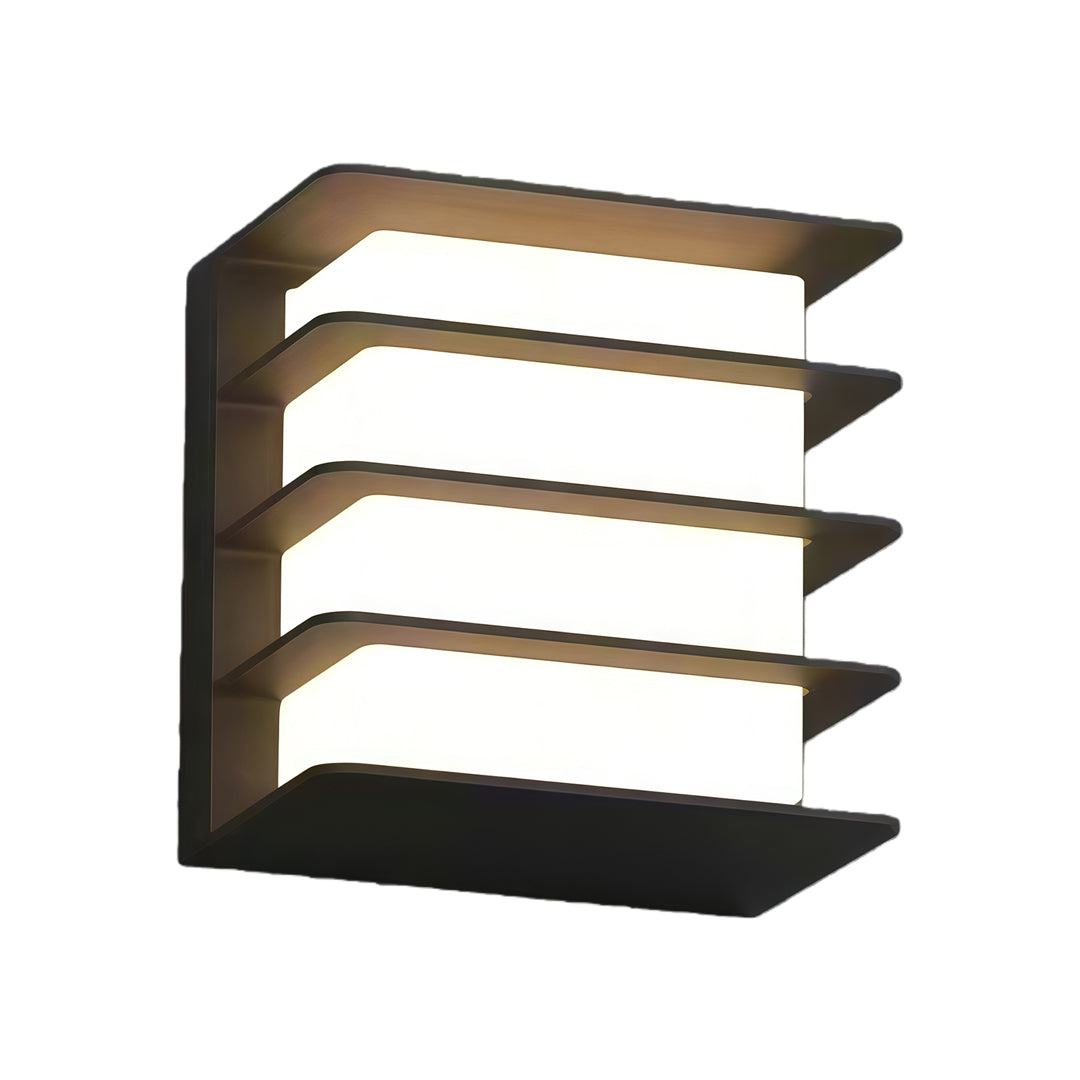 Modern square LED wall lights with glass shade chandelier aesthetic in layered geometric design with black finish.