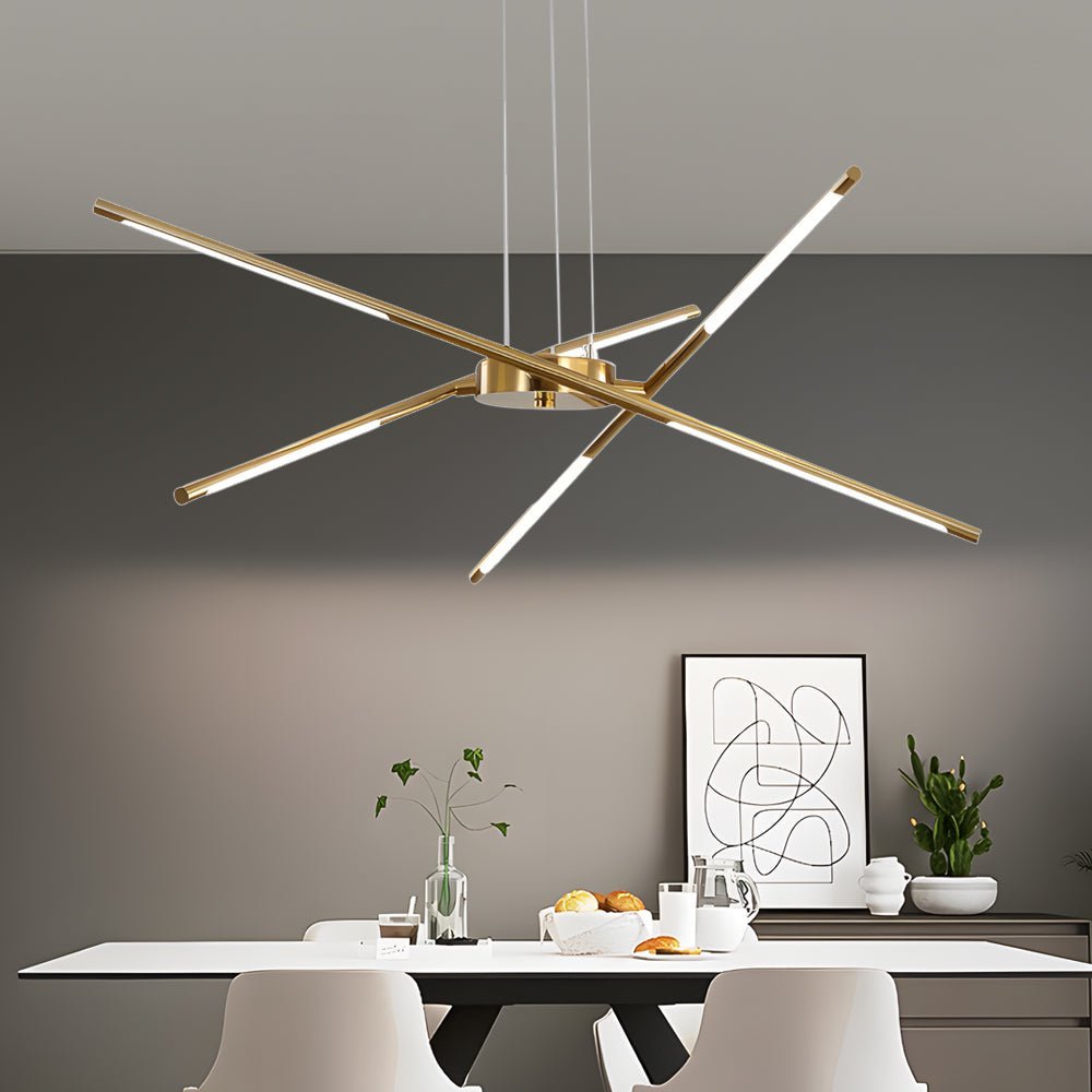 Modern Stepless Dimming Long LED Linear Sputnik LED Chandeliers - Gold/Black+Gold