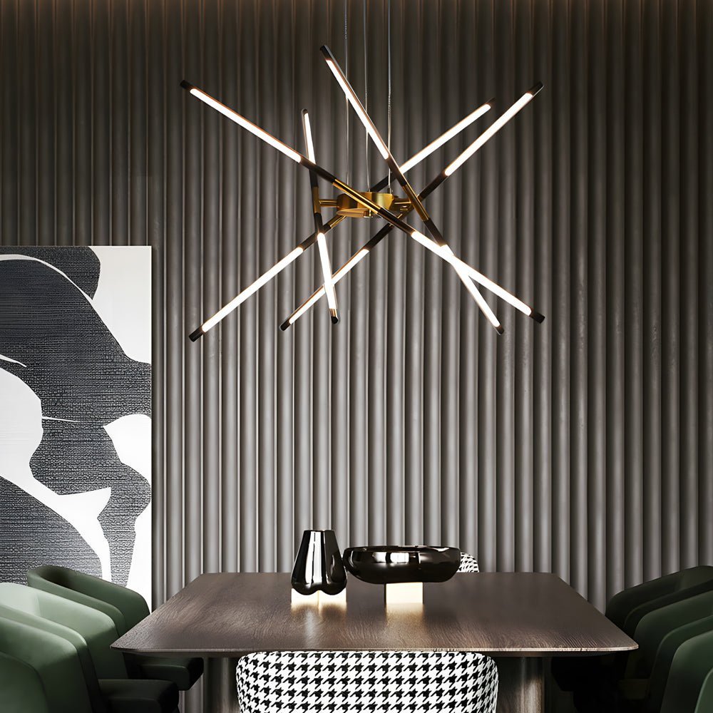 Modern Stepless Dimming Long LED Linear Sputnik LED Chandeliers - Gold/Black+Gold