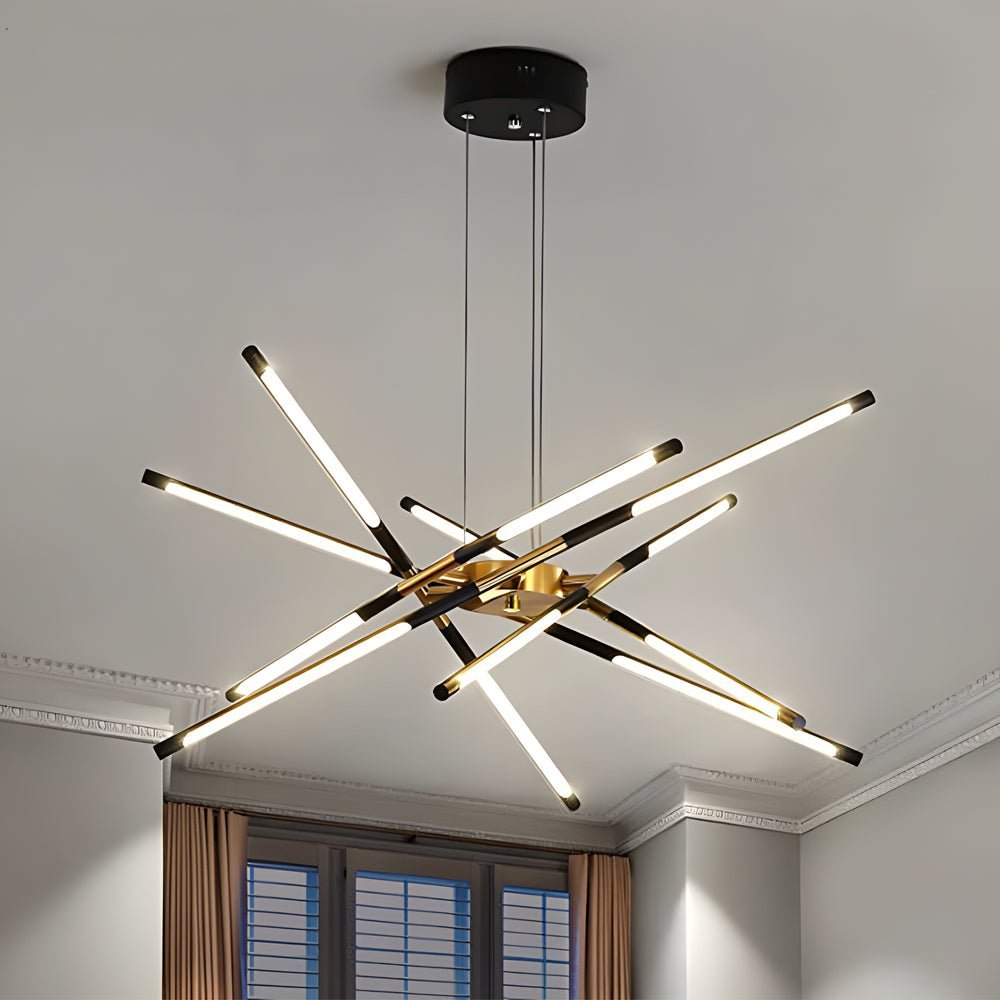 Modern Stepless Dimming Long LED Linear Sputnik LED Chandeliers - Gold/Black+Gold