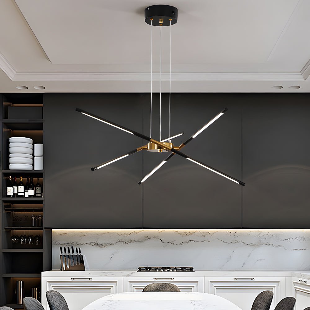 Modern Stepless Dimming Long LED Linear Sputnik LED Chandeliers - Gold/Black+Gold