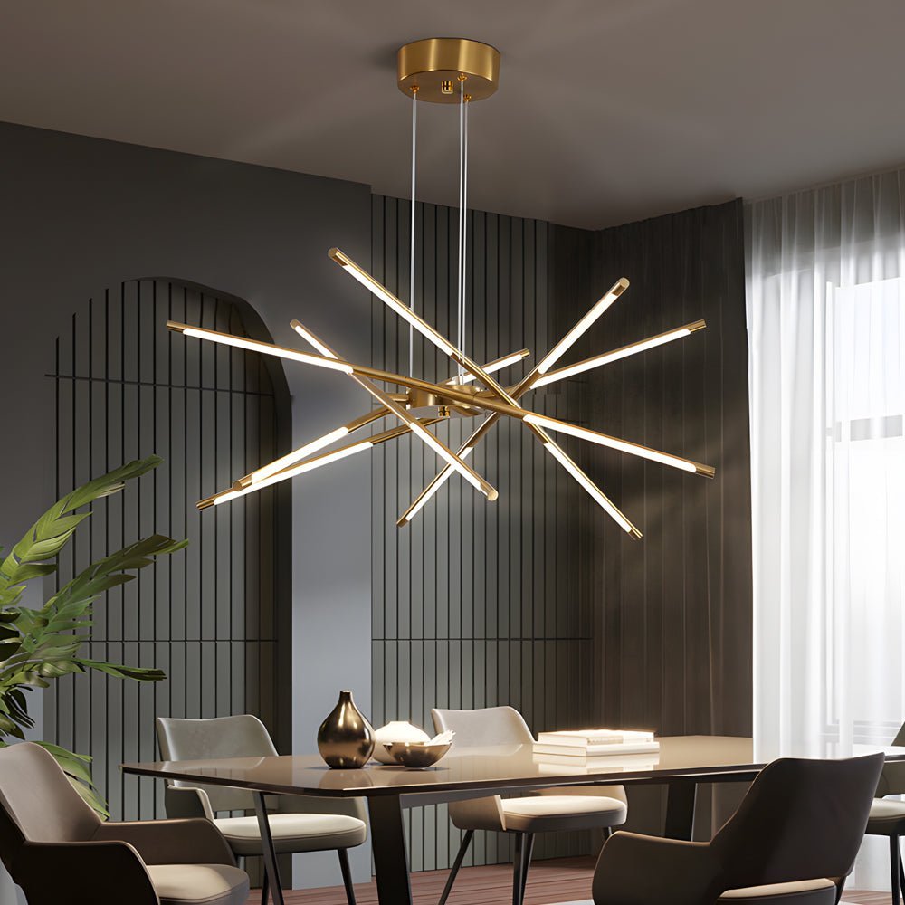 Modern Stepless Dimming Long LED Linear Sputnik LED Chandeliers - Gold/Black+Gold