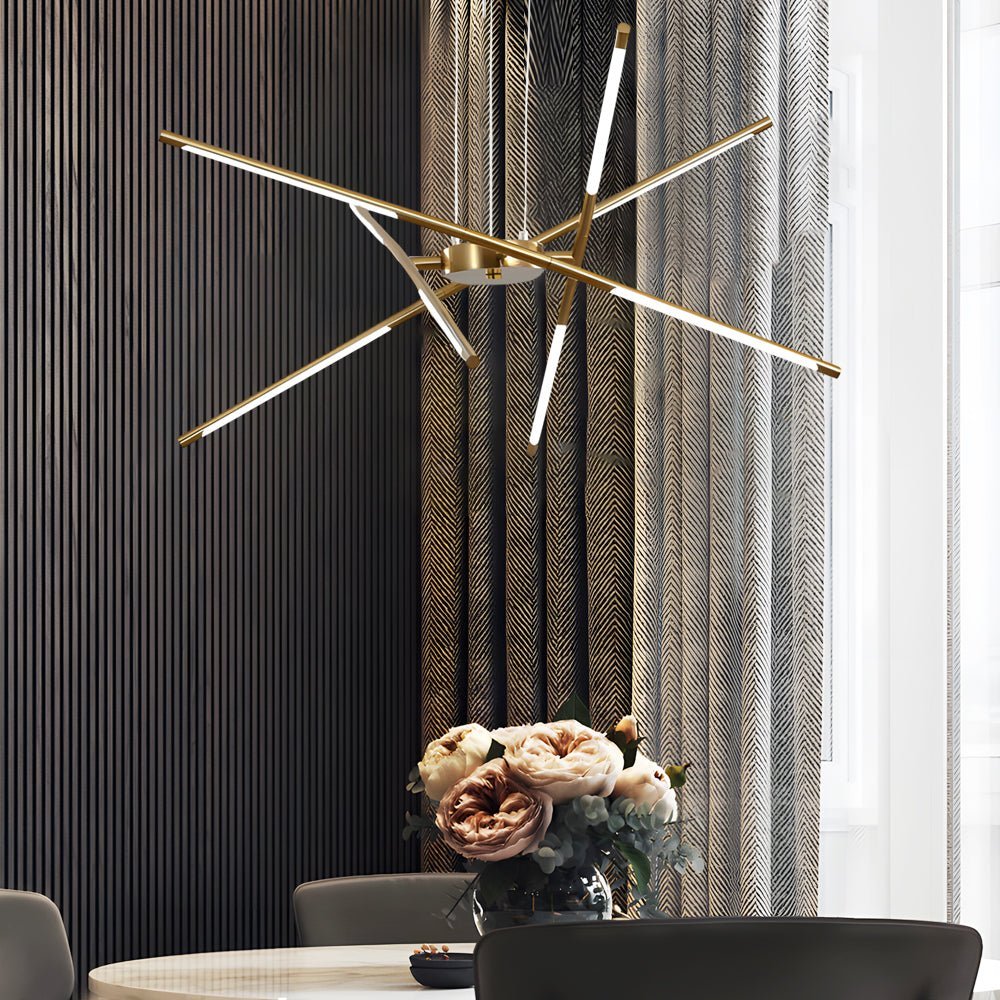 Modern Stepless Dimming Long LED Linear Sputnik LED Chandeliers - Gold/Black+Gold
