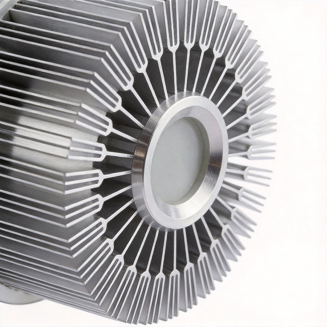 Modern sunburst ceiling fixture in silver, close-up of the sunburst pattern.