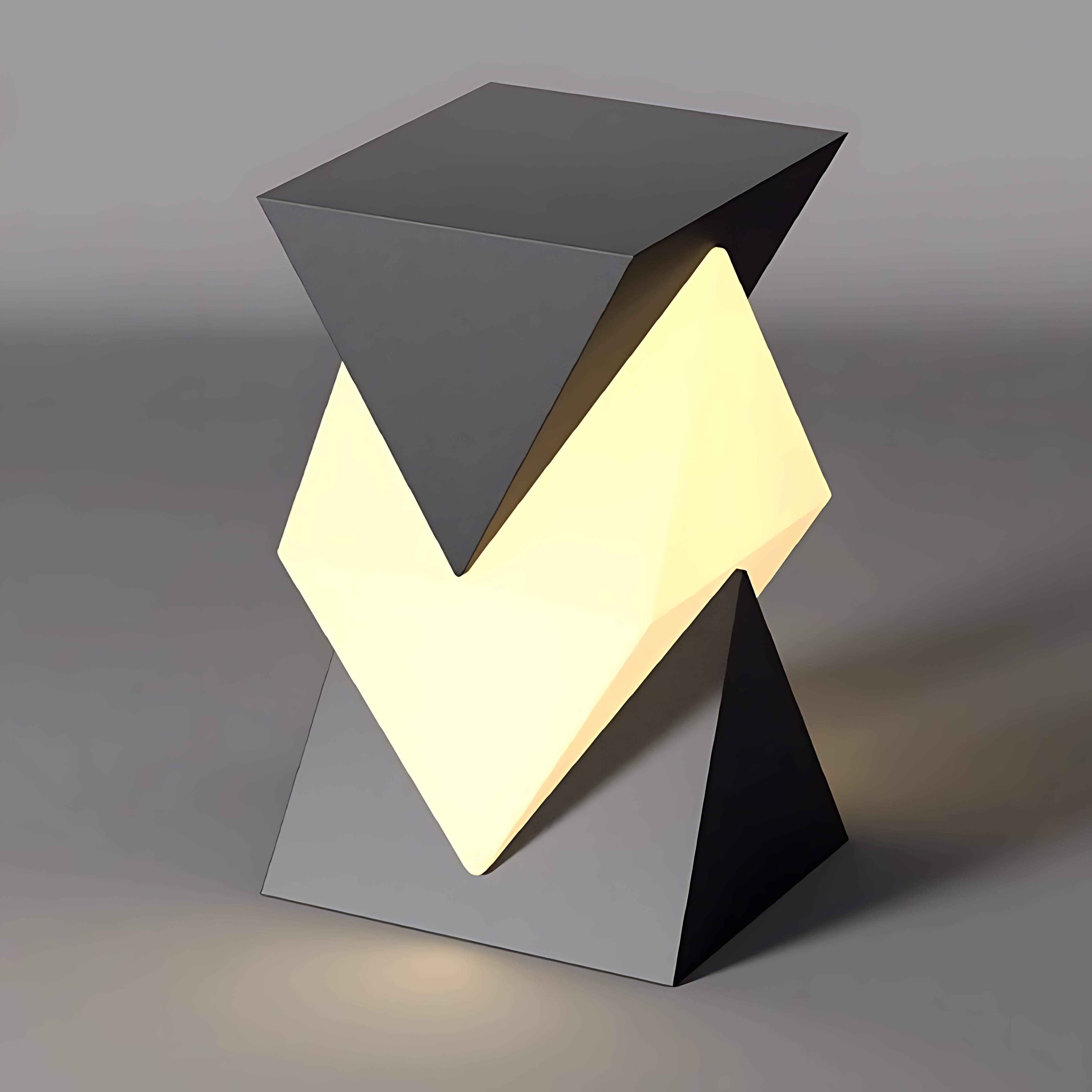 Modern triangular USB rechargeable table lamp with special geometric pillar design and dramatic lighting pattern