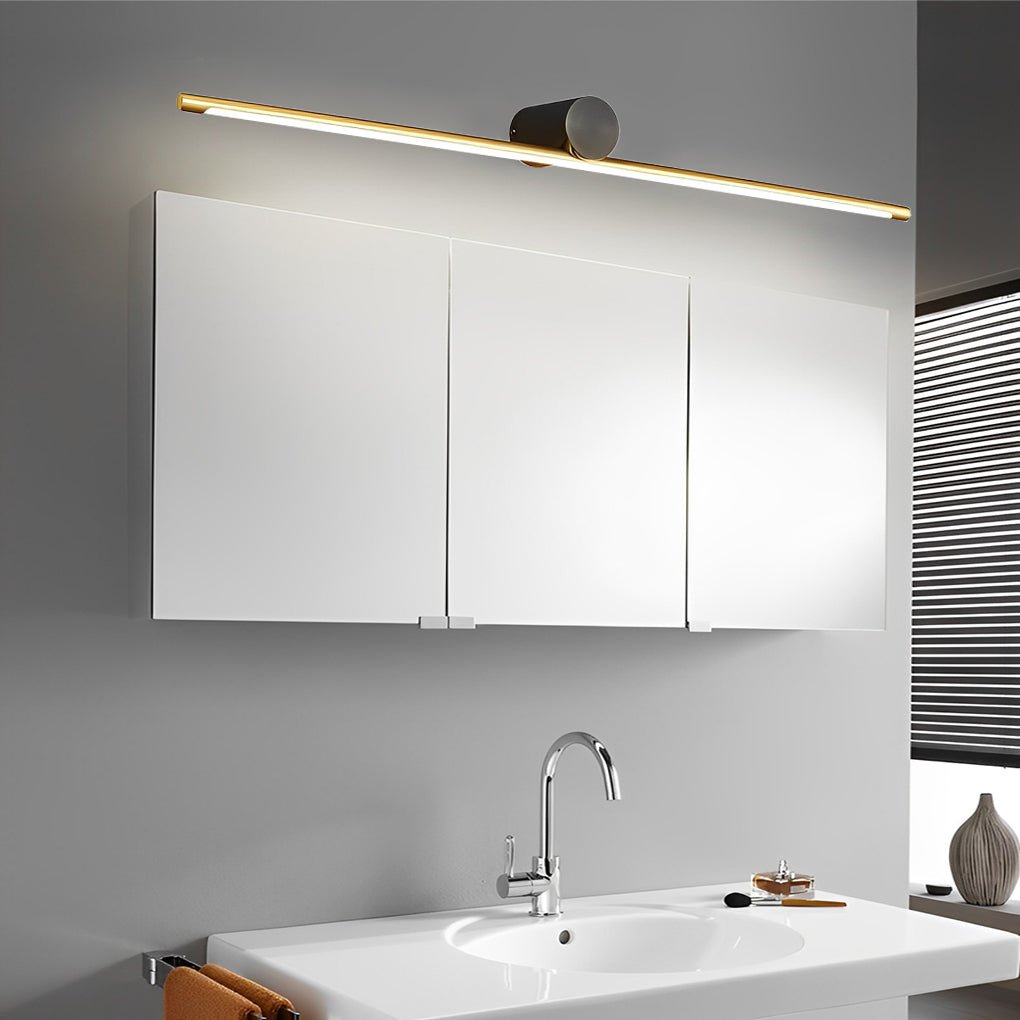 Modern Two - Tone Bathroom Vanity Light with Cylinder Fixture and Linear Bar