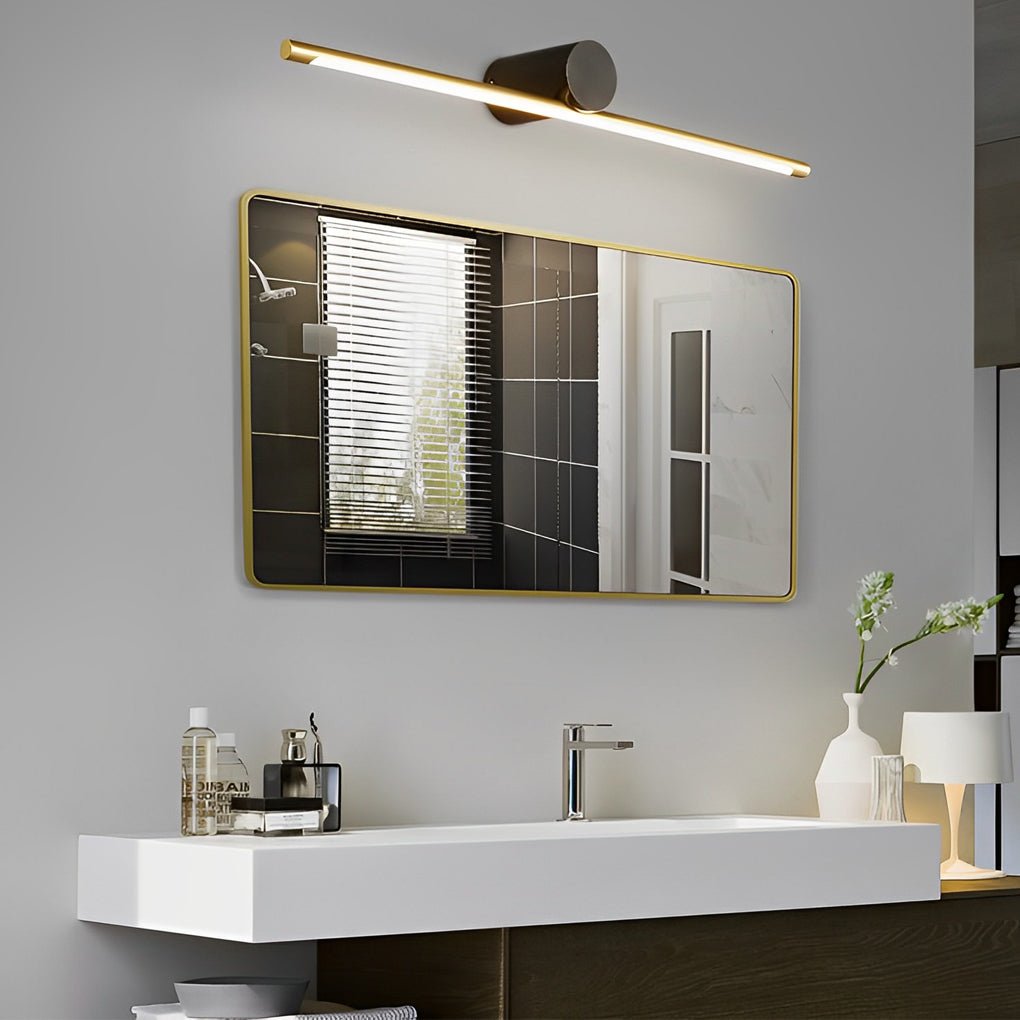 Modern Two - Tone Bathroom Vanity Light with Cylinder Fixture and Linear Bar