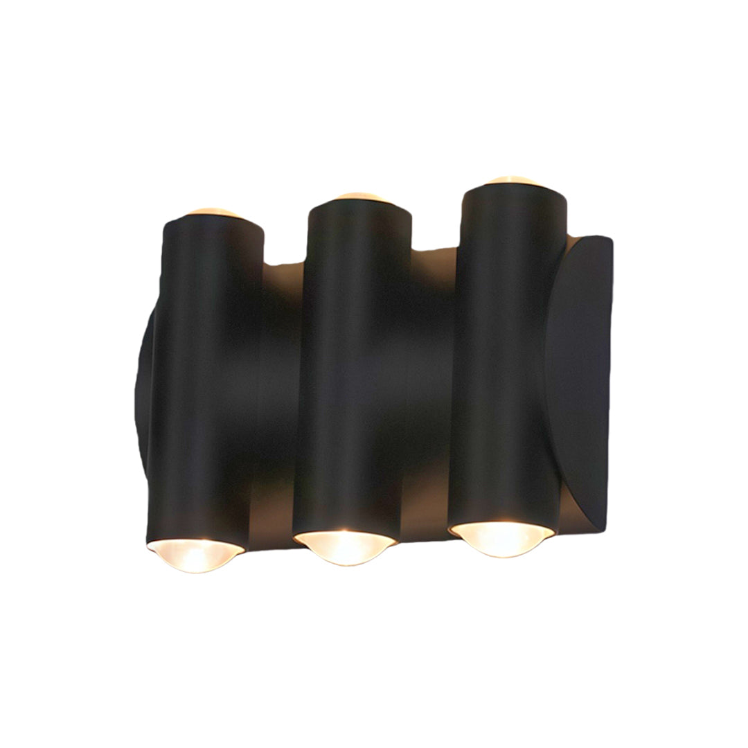 Modern up down lighting wall lights with glass shade chandelier aesthetic in multi-head configuration with black finish.