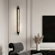 Modern interior wall styled with vertical led wall strip lights, creating soft ambient lighting in a contemporary living space.