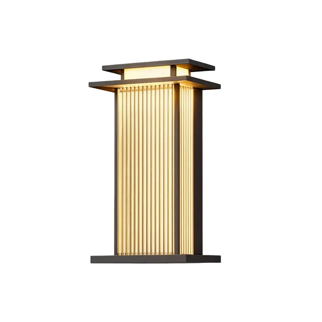 Modern vertical wall sconce product image in a tall version with a vertical ribbed diffuser and black finish.