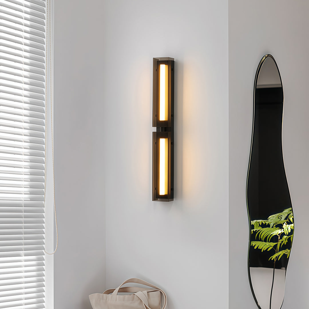 Modern wall light decoration in a living room, enhancing the space with a sleek and elegant design.