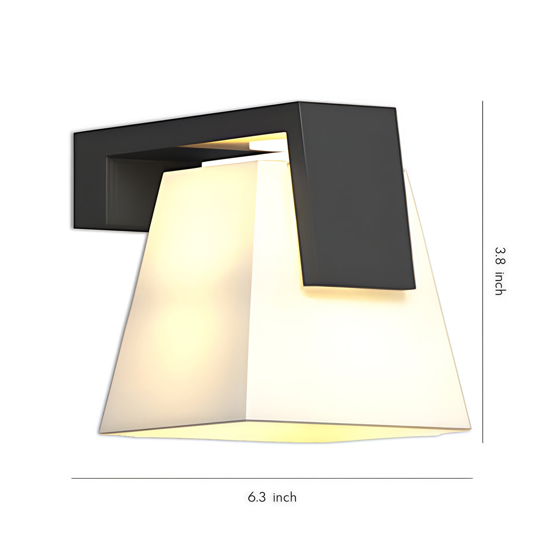 Modern wall mounted outdoor lights featuring a sleek geometric design with warm illumination.